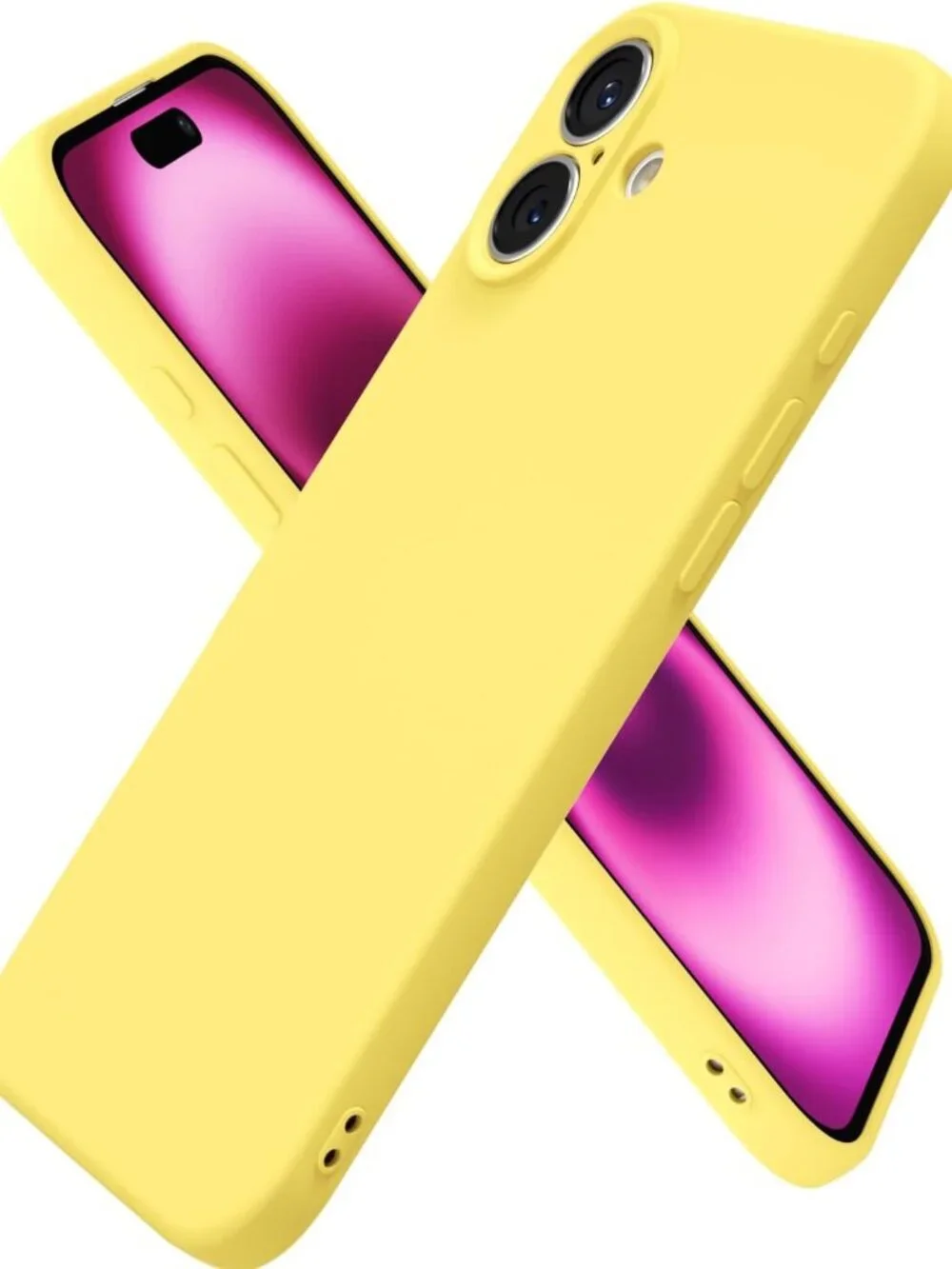 Slim Liquid Silicone iPhone 16 Plus Case, Wireless Recharging Compatible, Yellow